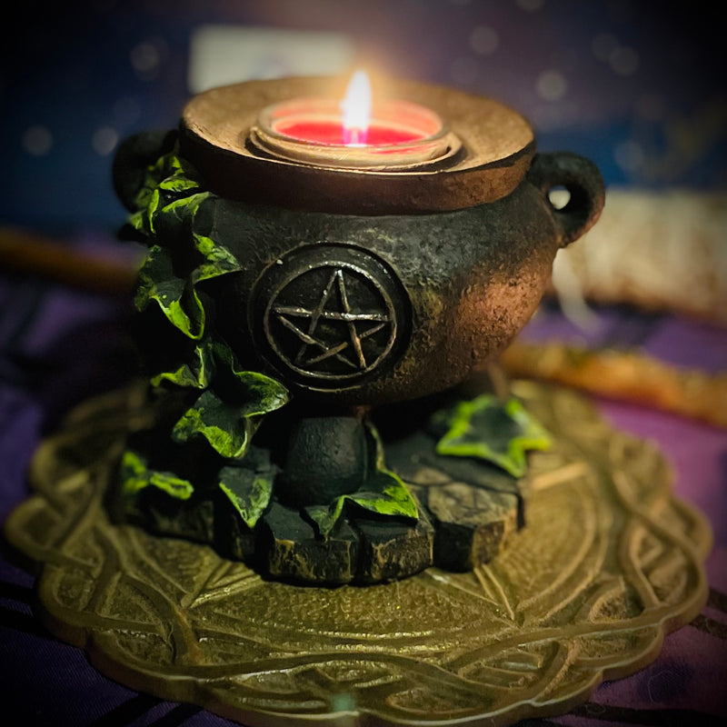 Ivy Cauldron Pentagram Candle Holder
