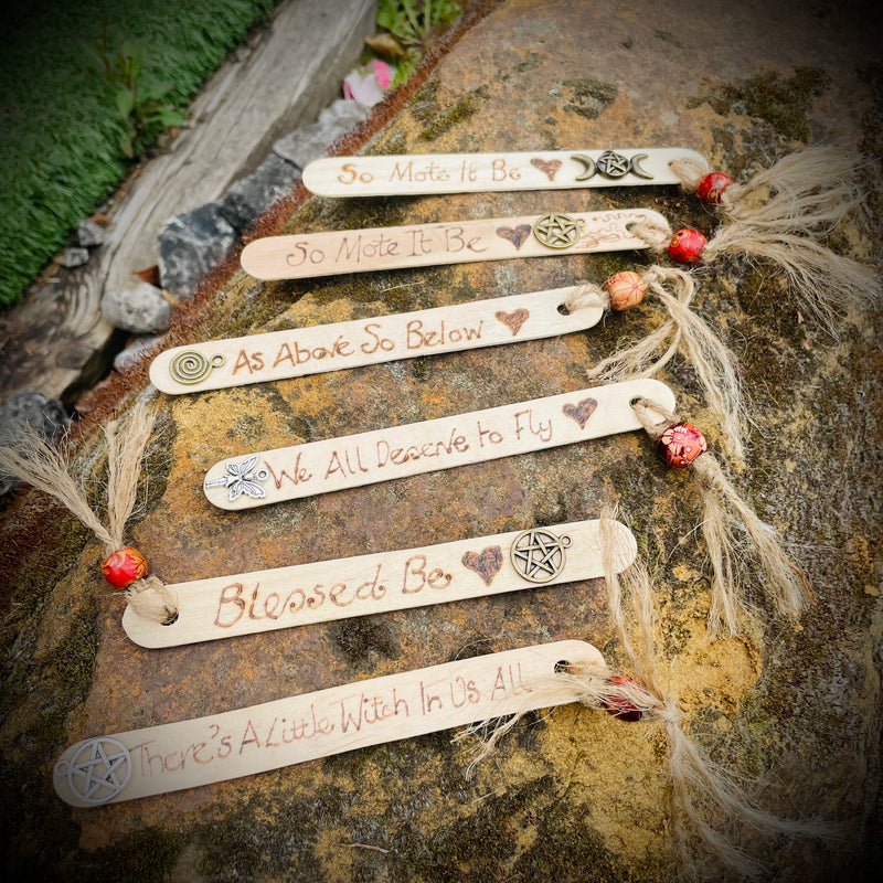 Handmade Wooden Witchy bookmarks