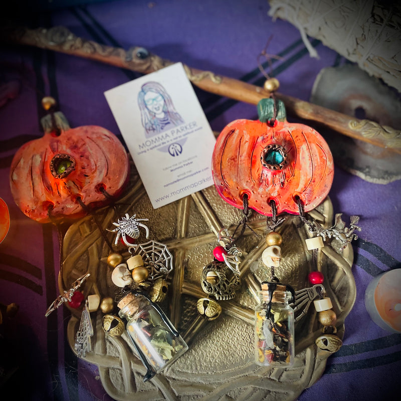 Handmade Pumpkin Eye Witch Protection Bells Halloween Samhain