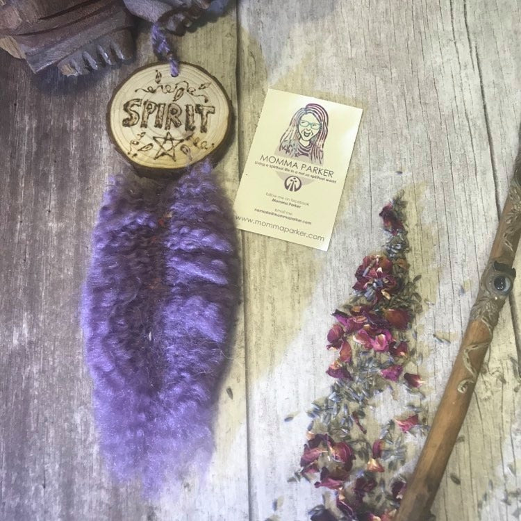 Purple Spirit Elemental Wallhanger With Woodburnt Plaque