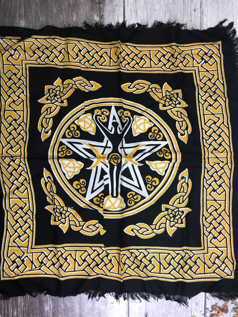 Pentagram Goddess of Earth Altar Cloth with fringe