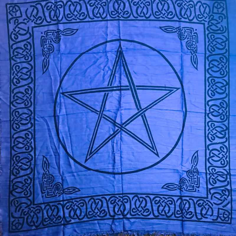 Traditional Large Purple And Black Pentagram Altar/Table Cloth