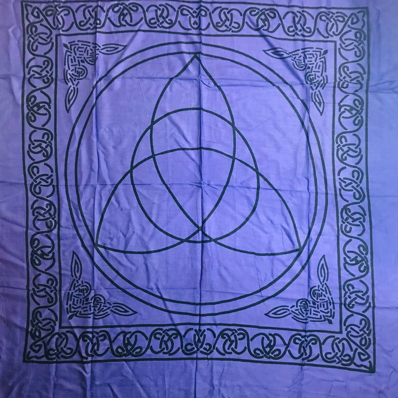 Traditional Purple And Black Triquetra Altar/Table Cloth