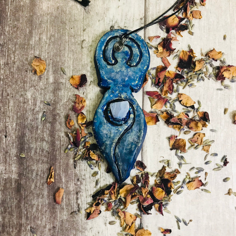 Blue Water Handmade Elemental Spiral Goddess Pendant