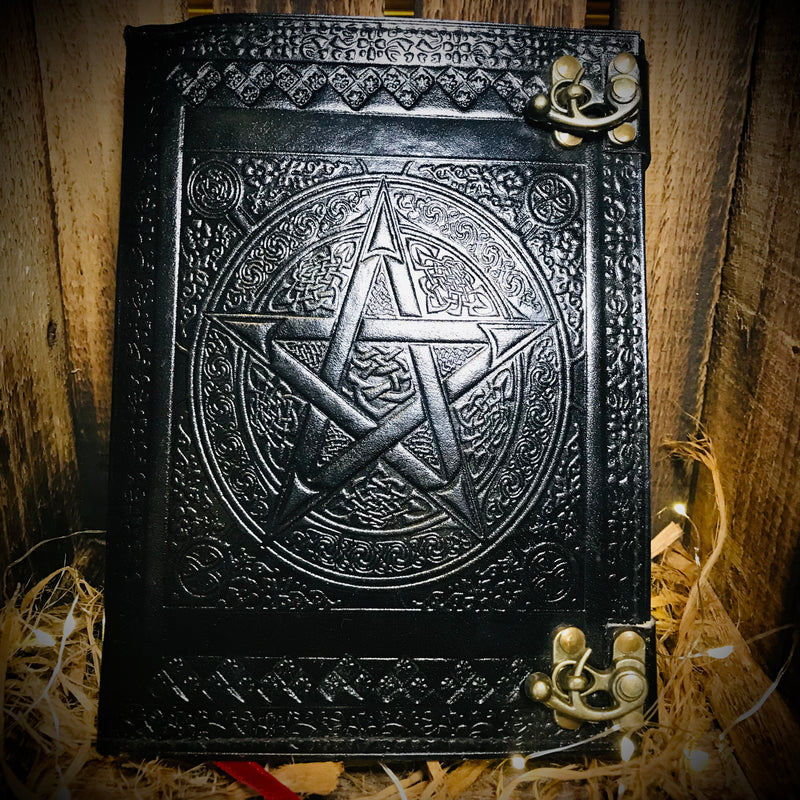 Black Pentagram Handmade Leather Journal Book Of Shadows