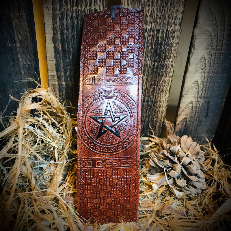 Brown Leather Pentagram Bookmark