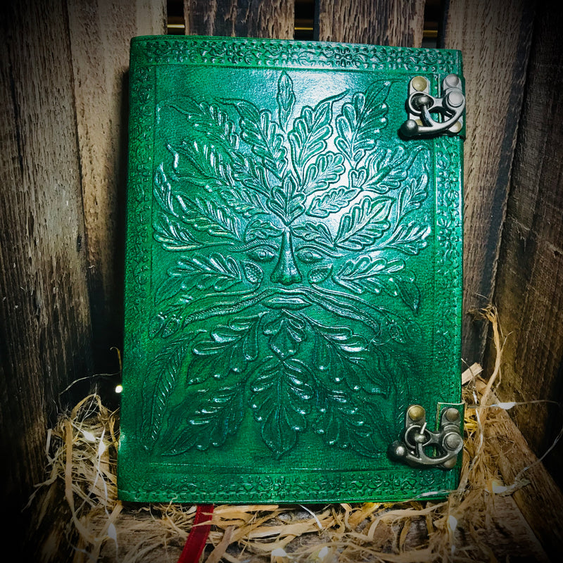 Green Man Handmade Leather Journal Book Of Shadows