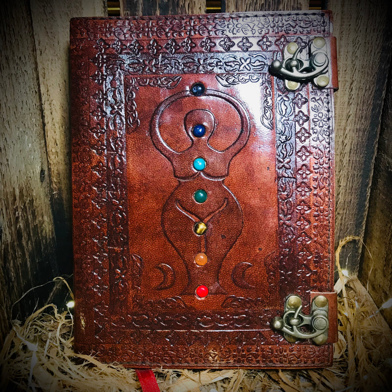 Brown Chakra Handmade Leather Journal Book Of Shadows