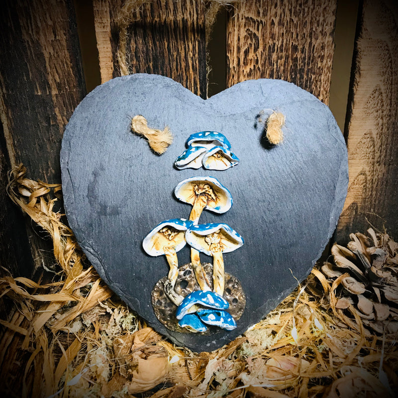 Mushroom Blue Slate Wallhanger